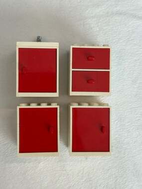Vintage LEGO Scala Homemaker Red Kitchen Cabinet Set